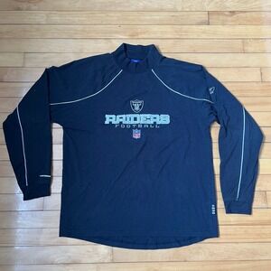Reebok Oakland Raiders NFL Mock Neck Long Sleeve Shirt Black Mens Large L/G